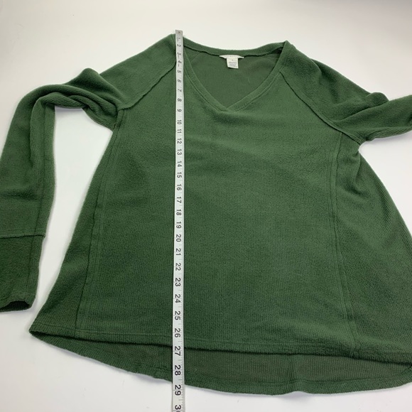 Caslon Green V Neck Sweater Ribbed Medium - Picture 7 of 9